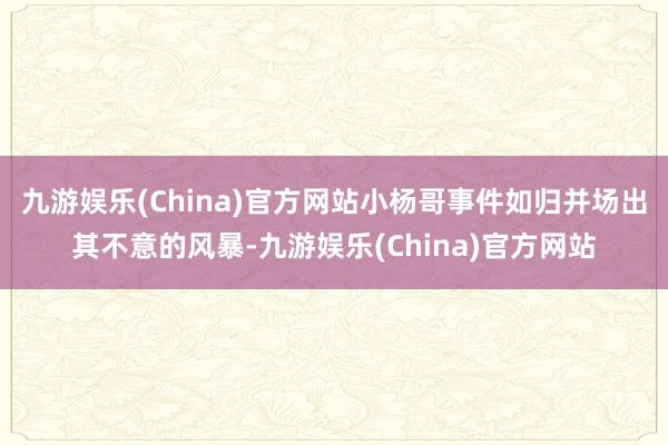 九游娱乐(China)官方网站小杨哥事件如归并场出其不意的风暴-九游娱乐(China)官方网站