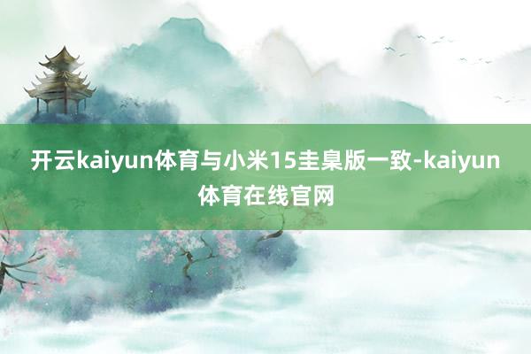 开云kaiyun体育与小米15圭臬版一致-kaiyun体育在线官网