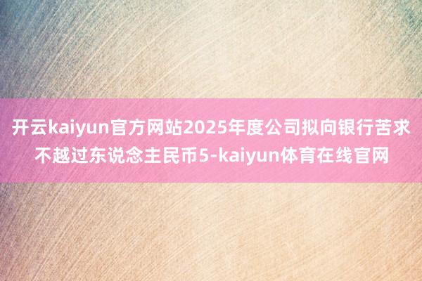 开云kaiyun官方网站2025年度公司拟向银行苦求不越过东说念主民币5-kaiyun体育在线官网