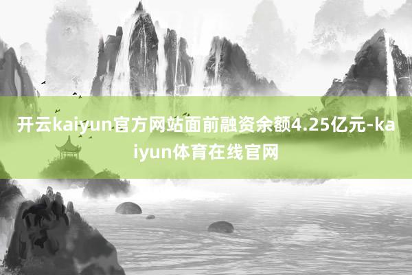 开云kaiyun官方网站面前融资余额4.25亿元-kaiyun体育在线官网