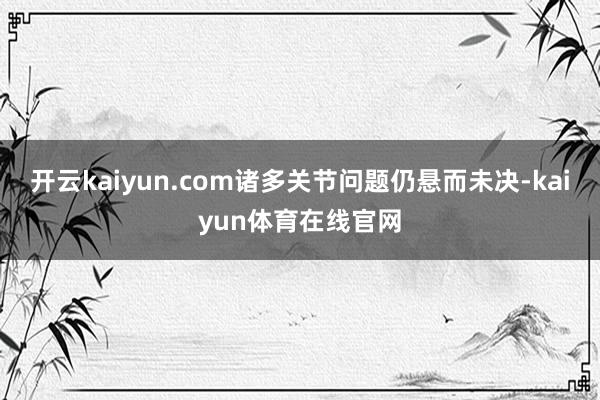 开云kaiyun.com诸多关节问题仍悬而未决-kaiyun体育在线官网